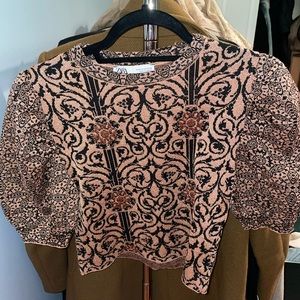 Zara unique top with puffer sleeves